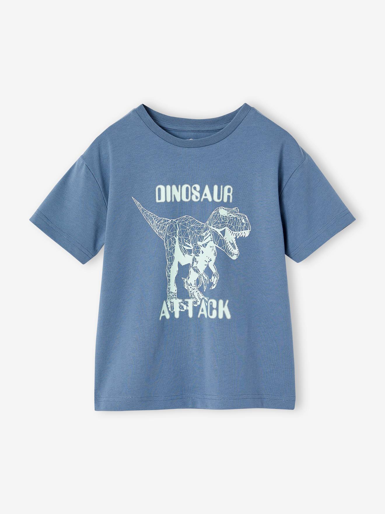 T-shirt motif dino garçon bleu jean