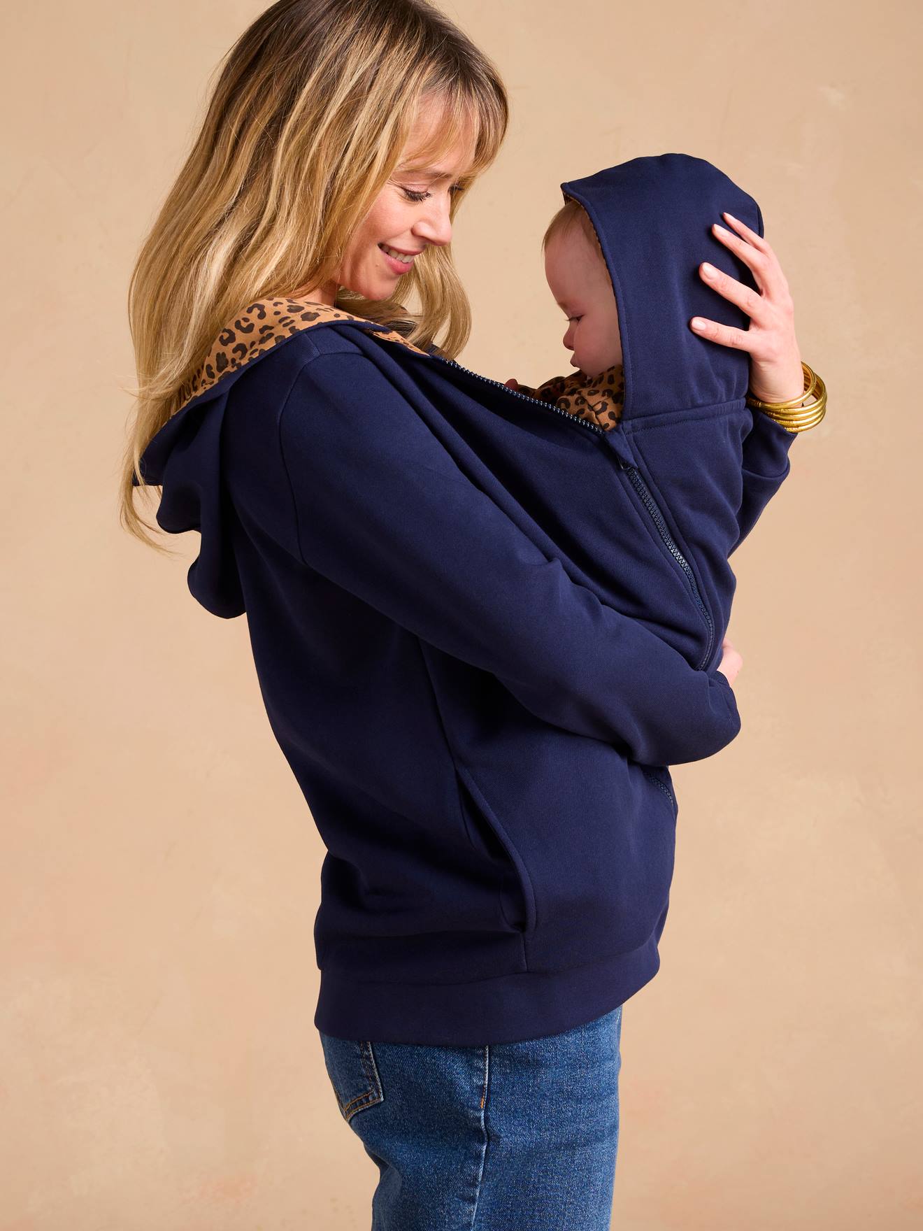 Sweat zippé évolutif avec protège-bébé marine (Envie De Fraise) - Image 2
