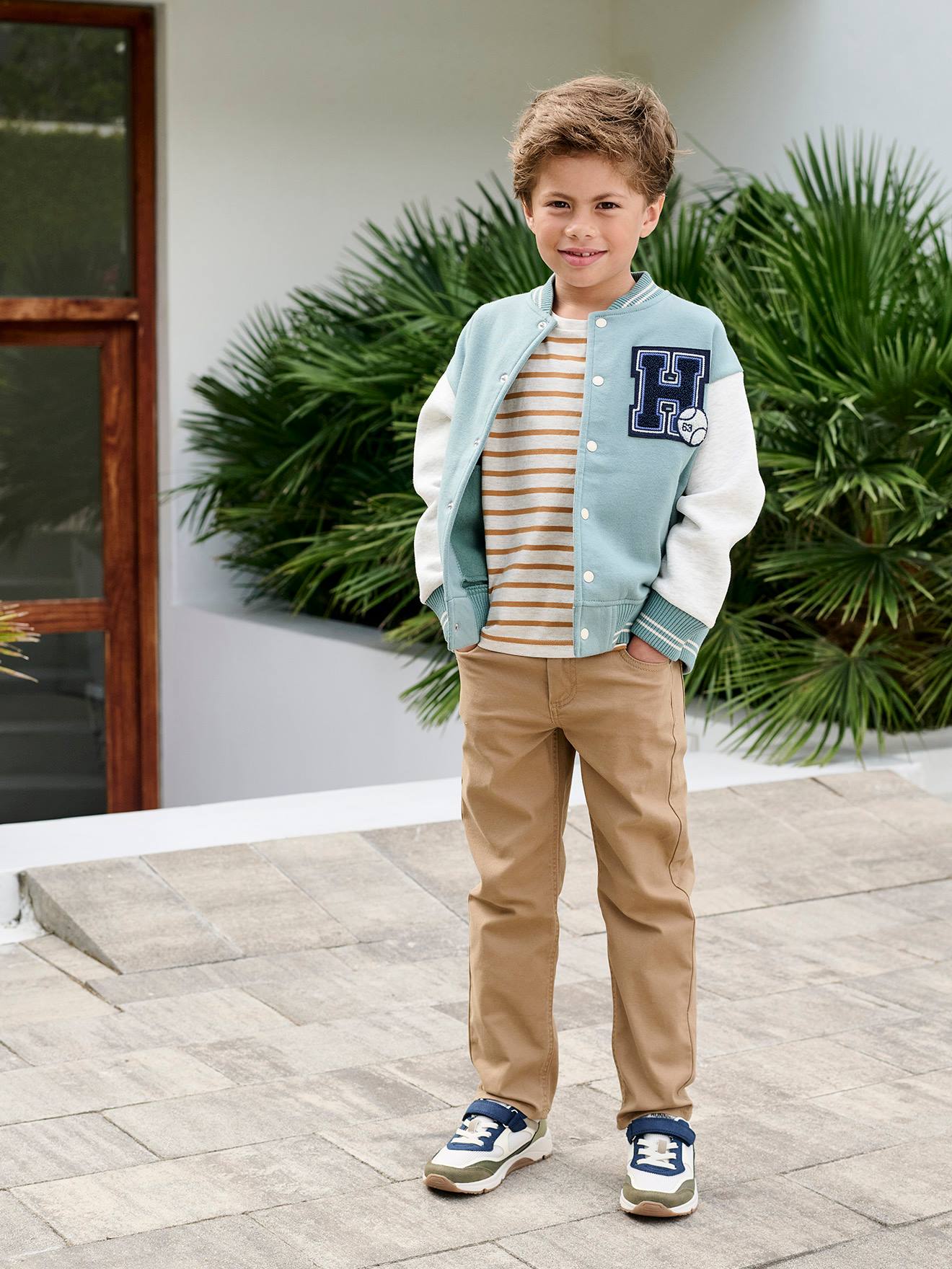 Pantalon indestructible garçon facile à enfiler beige