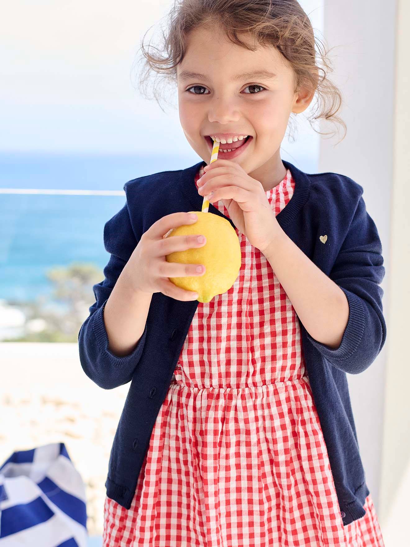 Gilet fille en maille fine marine