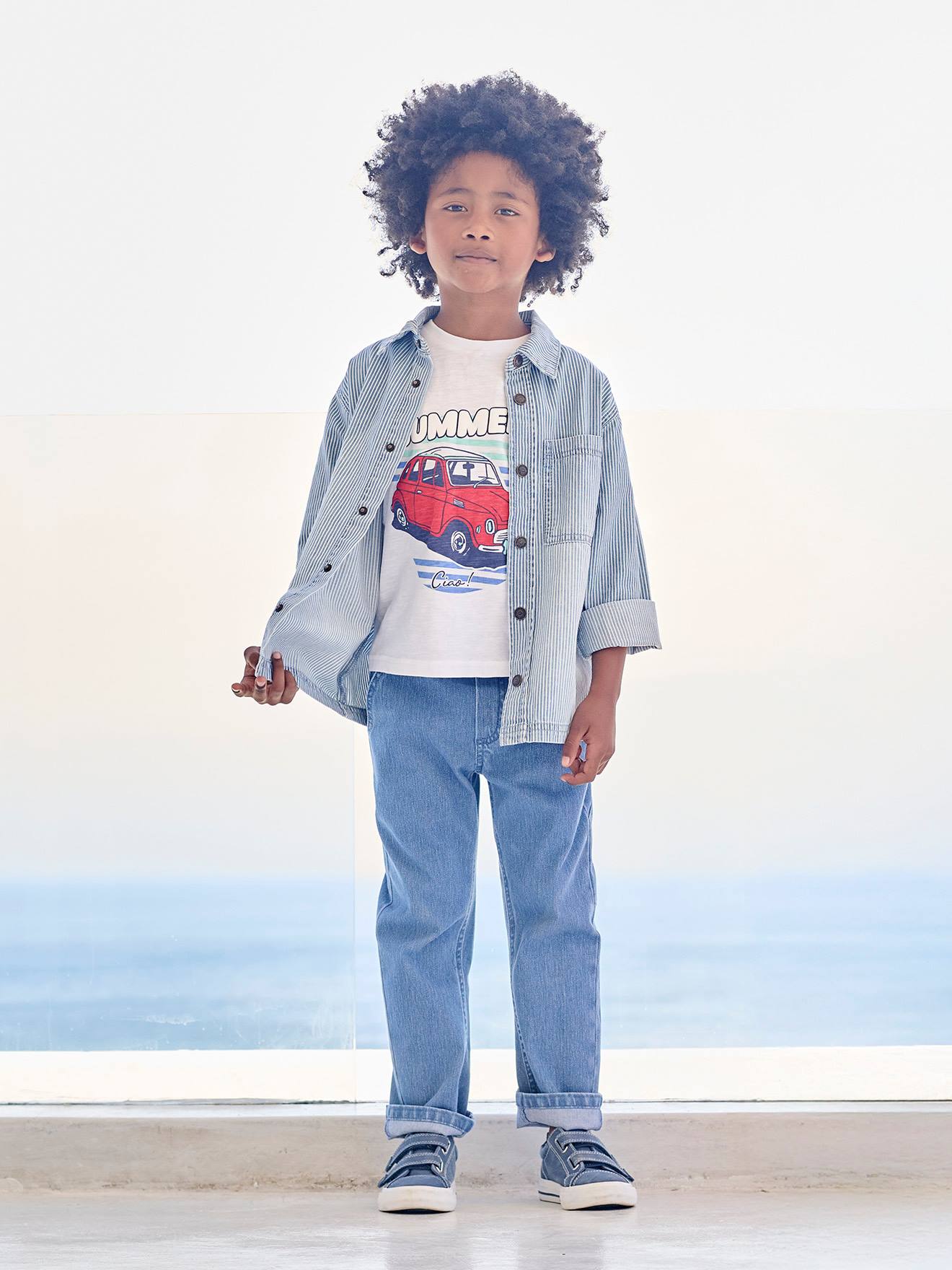 Pantalon cargo effet denim double stone