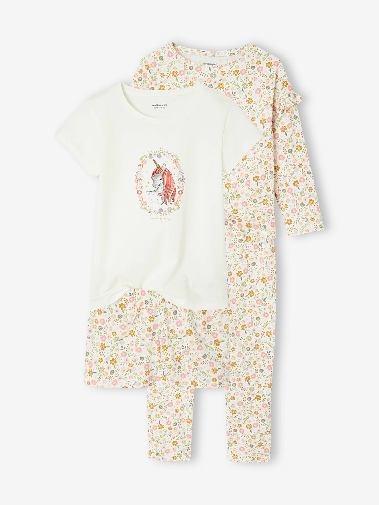 Lot pyjama + pyjashort flower power BASICS bleu pâle