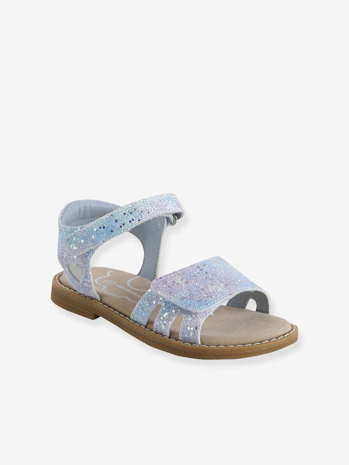 Sandales pailletées scratchées enfant collection maternelle lot bleu