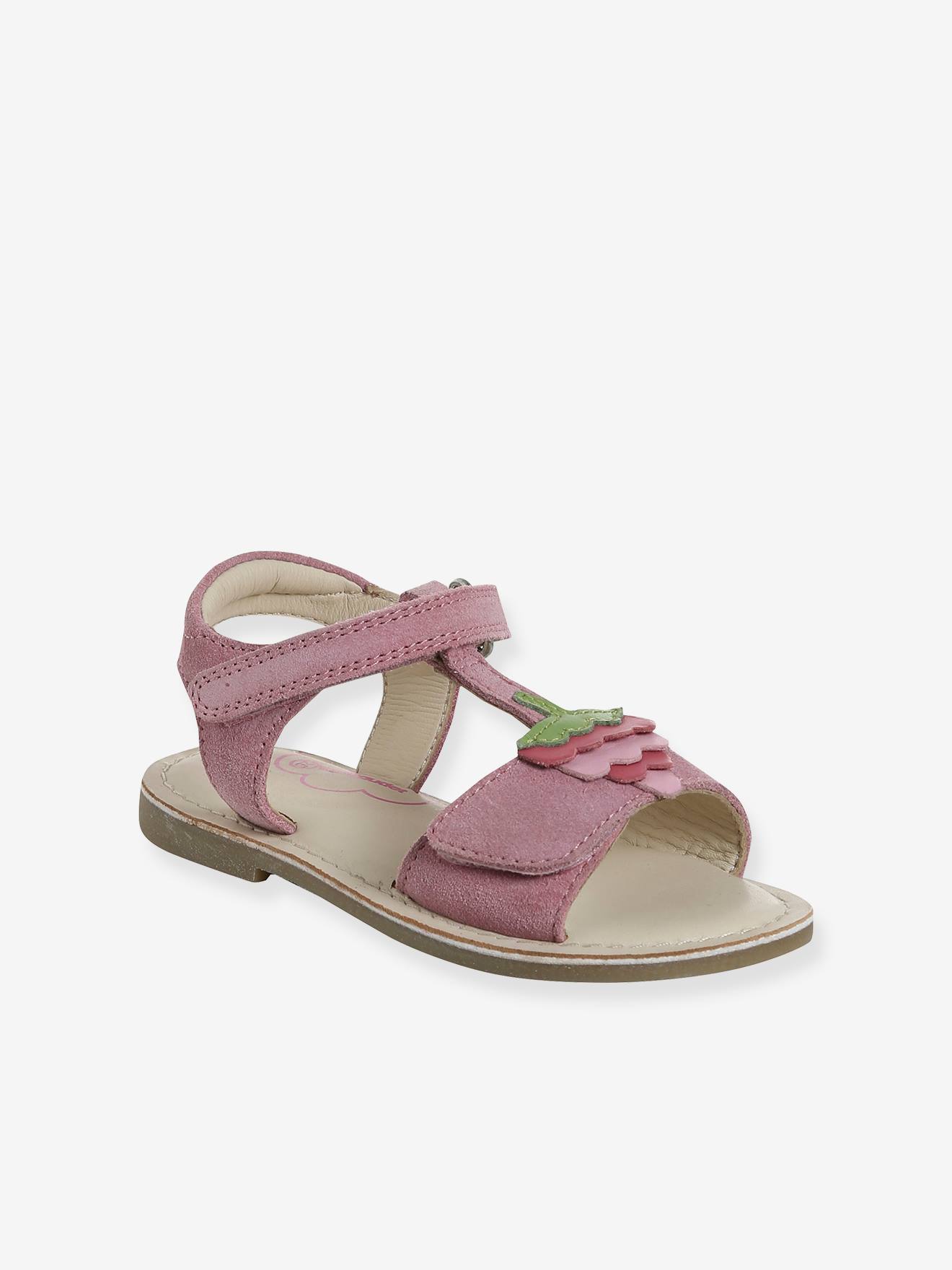 Sandales cuir scratchées enfant collection maternelle framboise