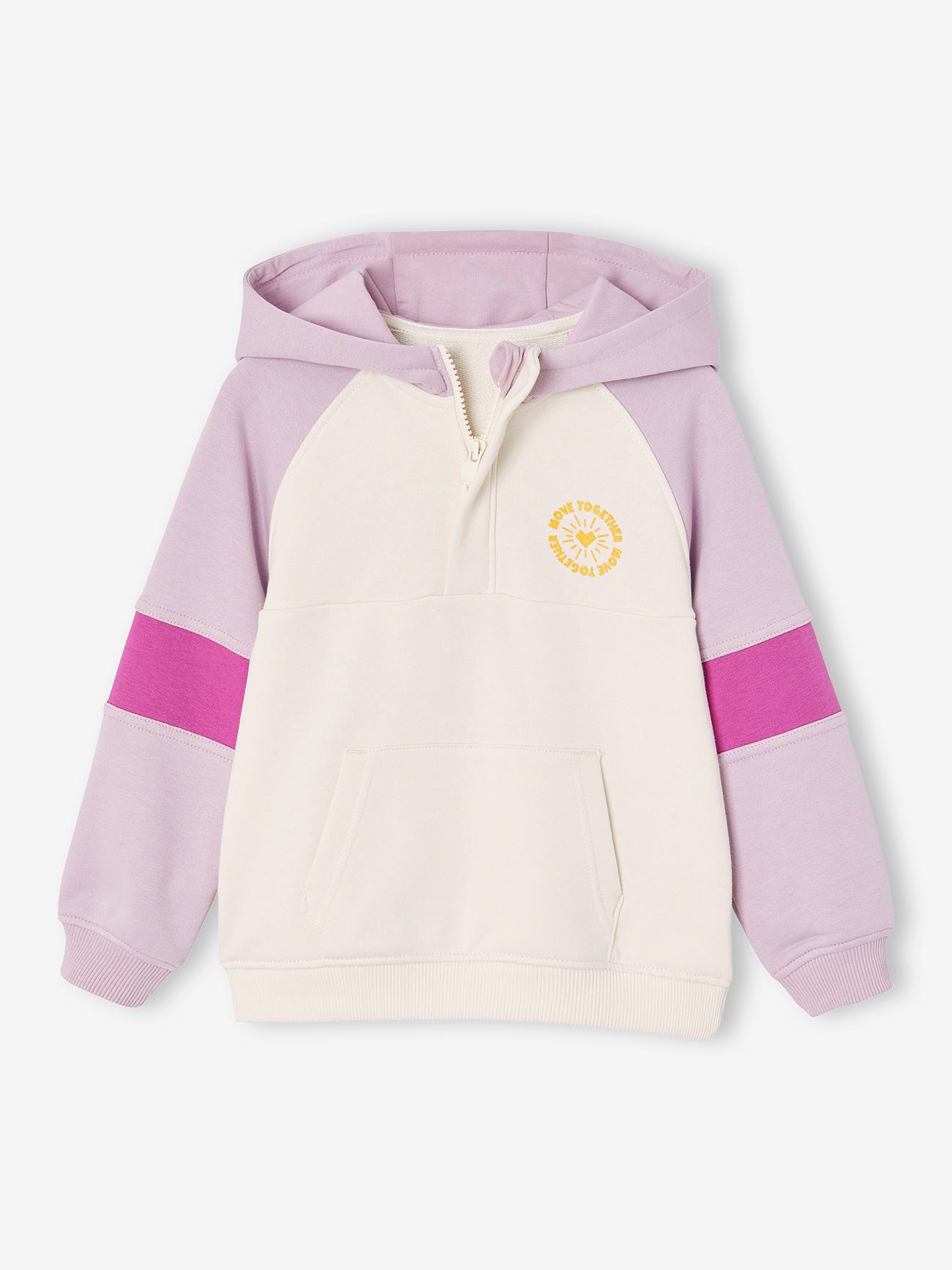 Sweat à capuche colorblock sport fille lilas