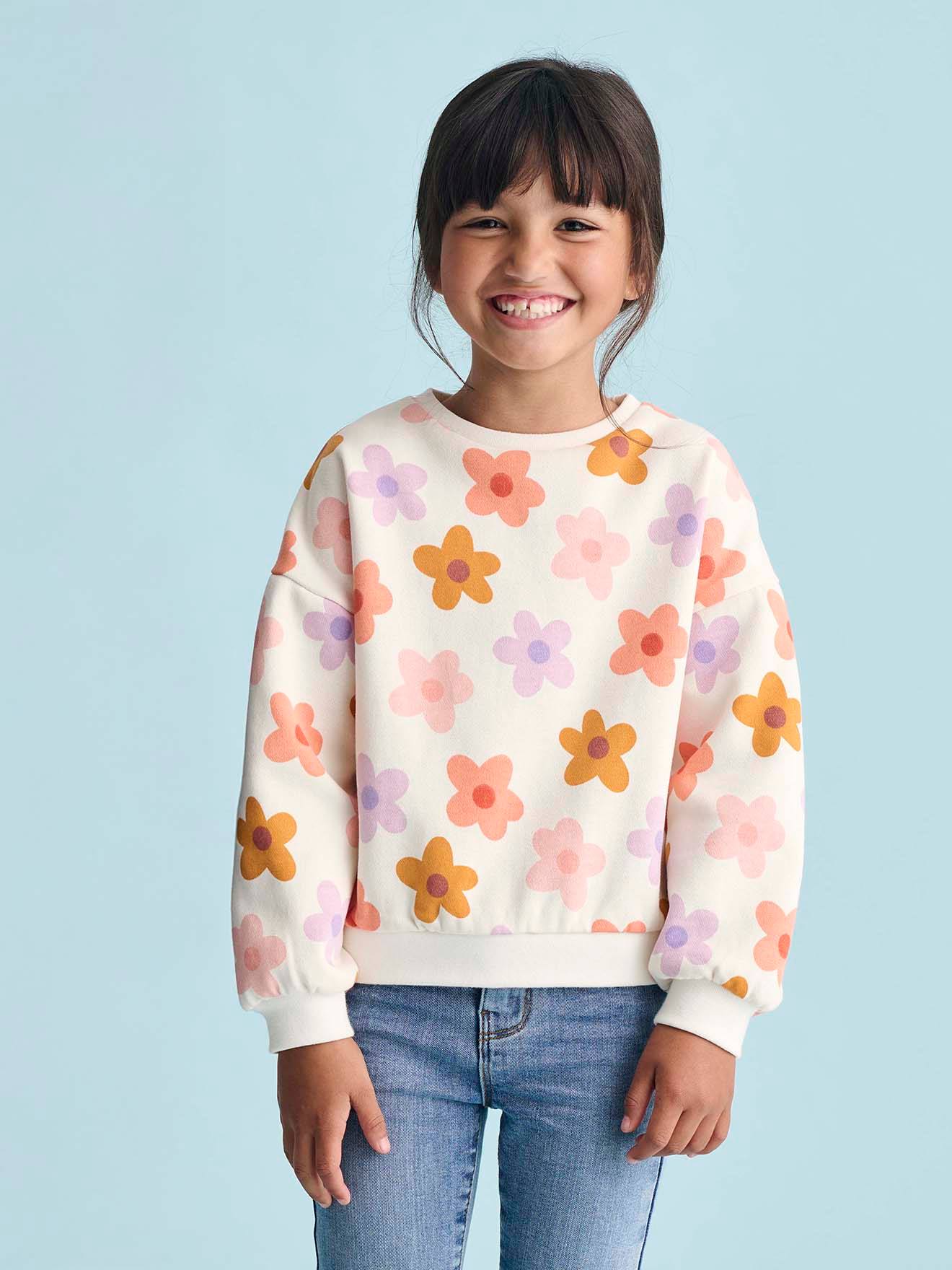 Sweat motifs fantaisie fille vanille