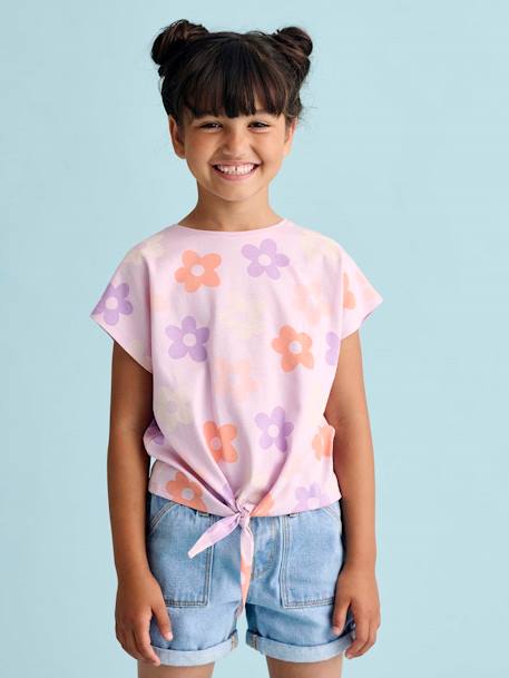 T-shirt fille imprimé noeud fantaisie manches courtes  - vertbaudet enfant