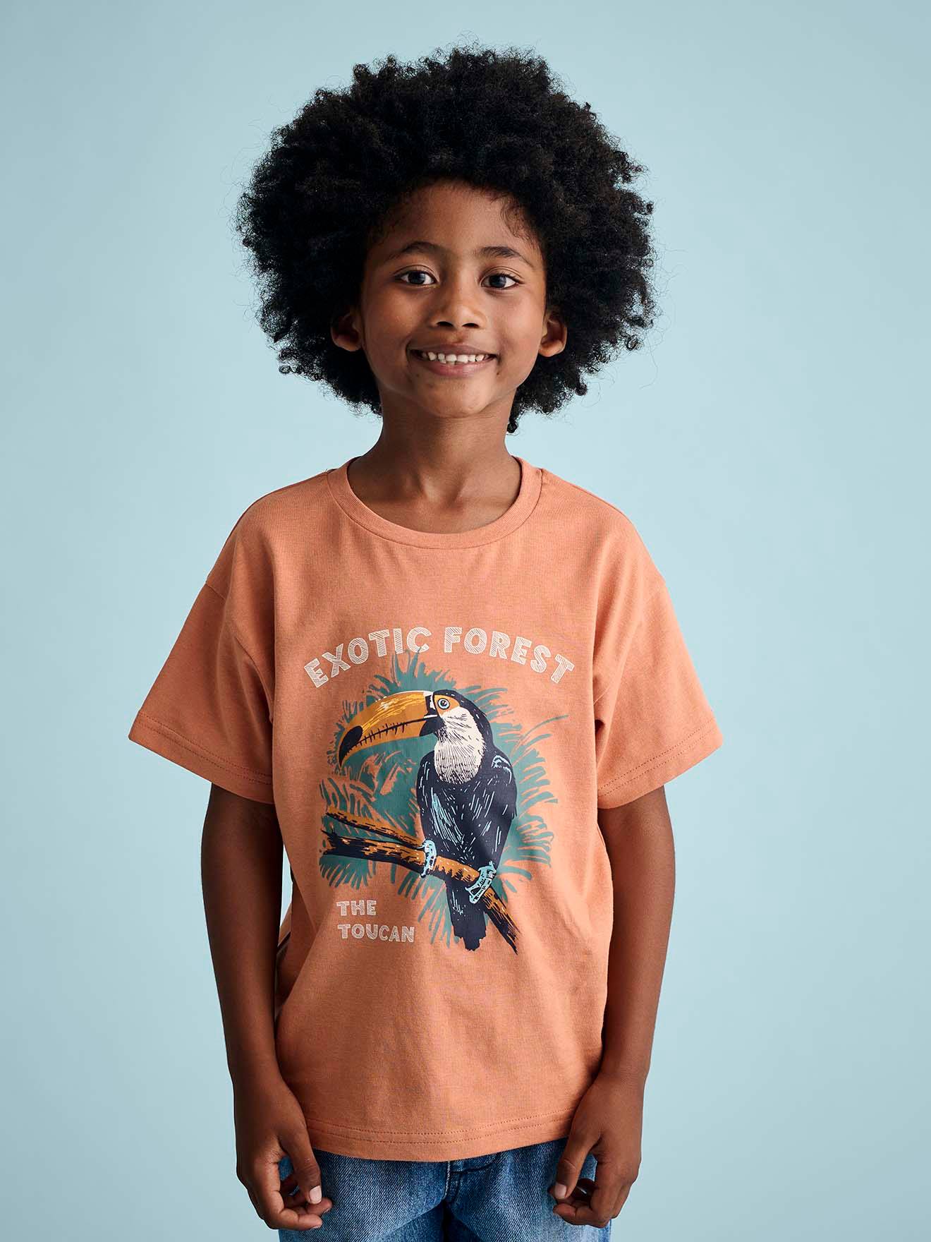 T-shirt motif animalier garçon orange