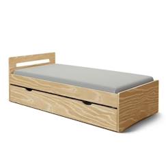 -Pack lit gigogne avec matelas 80x190 cm Leo bois