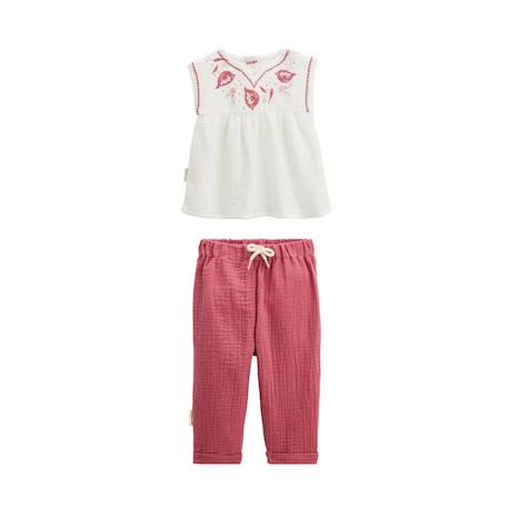 Bébé-Ensemble bébé blouse et pantalon en gaze de coton Alba