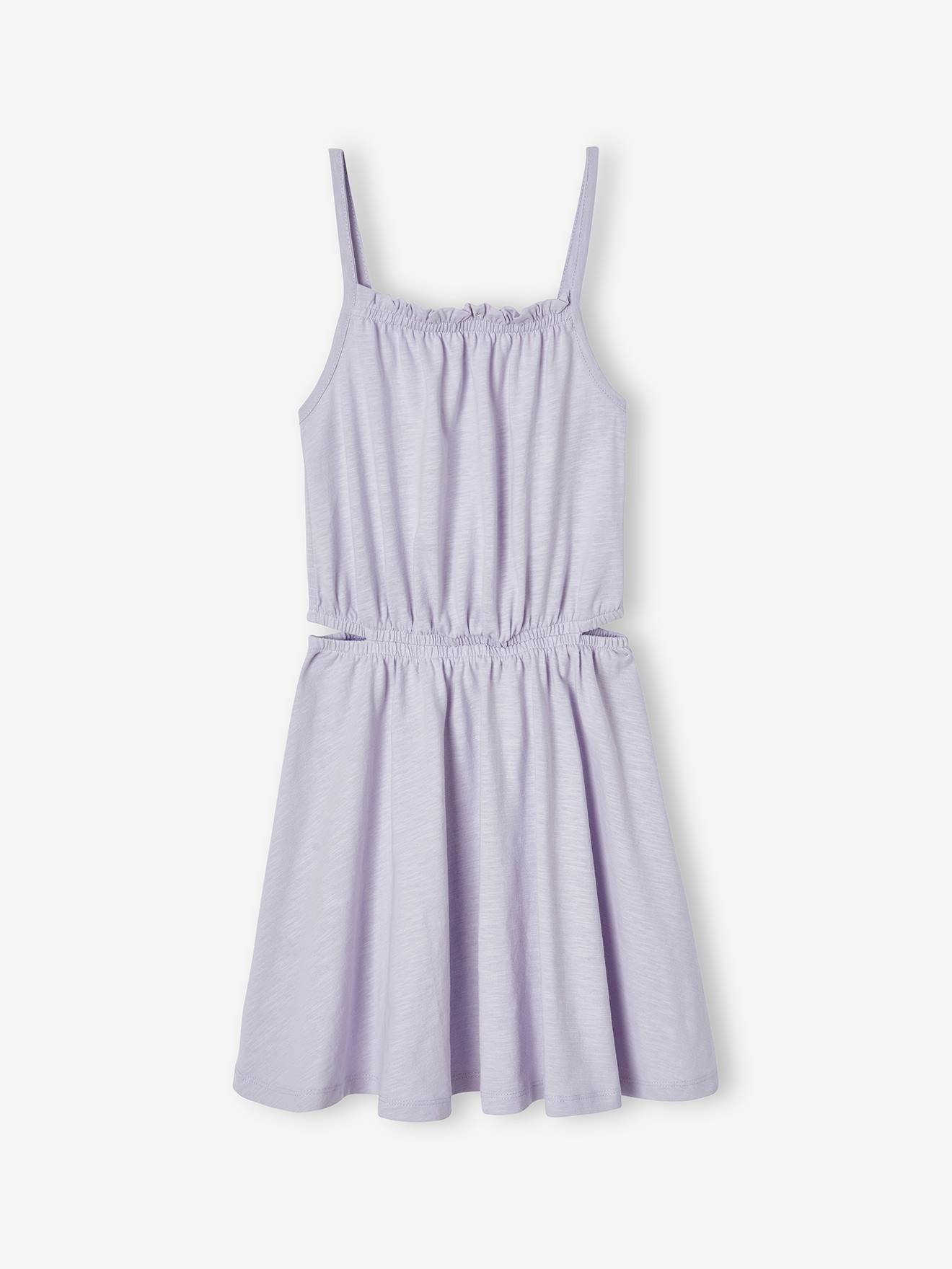 Robe à bretelles ajourée côtés fille lavande
