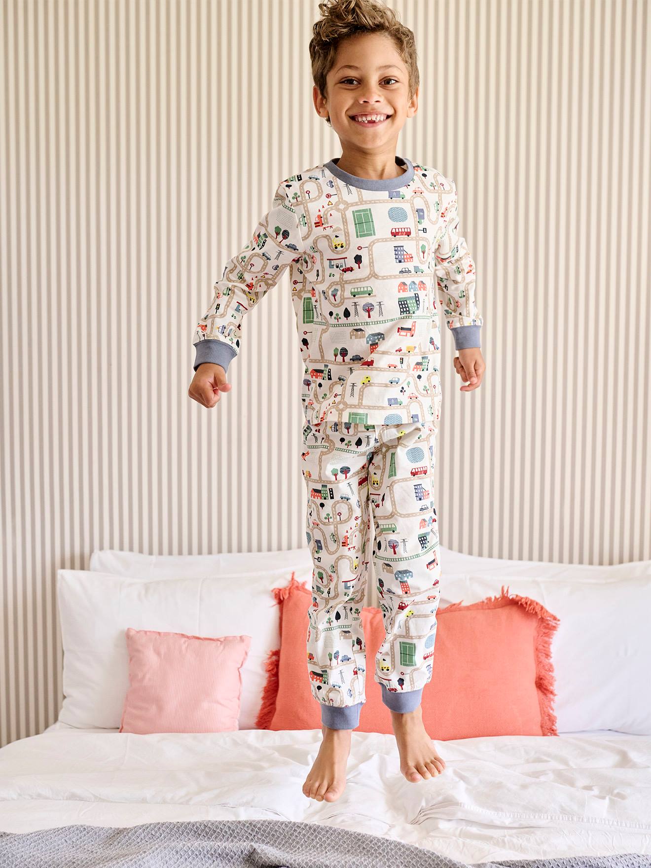 Pyjama garçon imprimé circuit de voitures écru