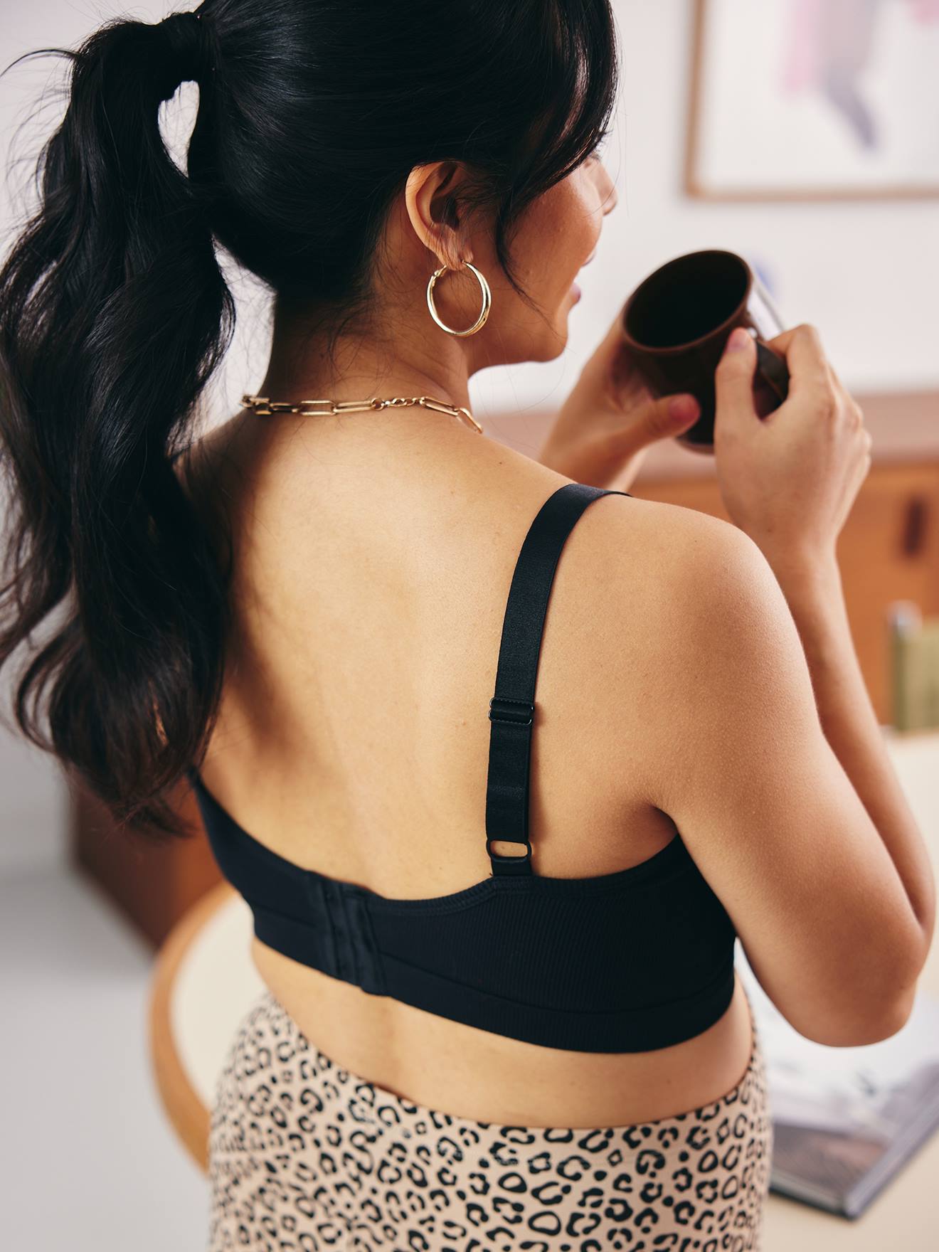 Brassière de grossesse et d'allaitement en coton biologique* Homewear noir (Vertbaudet) - Image 1