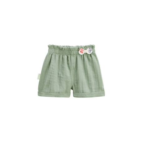 Fille-Short enfant - Calipso - Kaki - 100% coton - Taille élastique - Confort et style