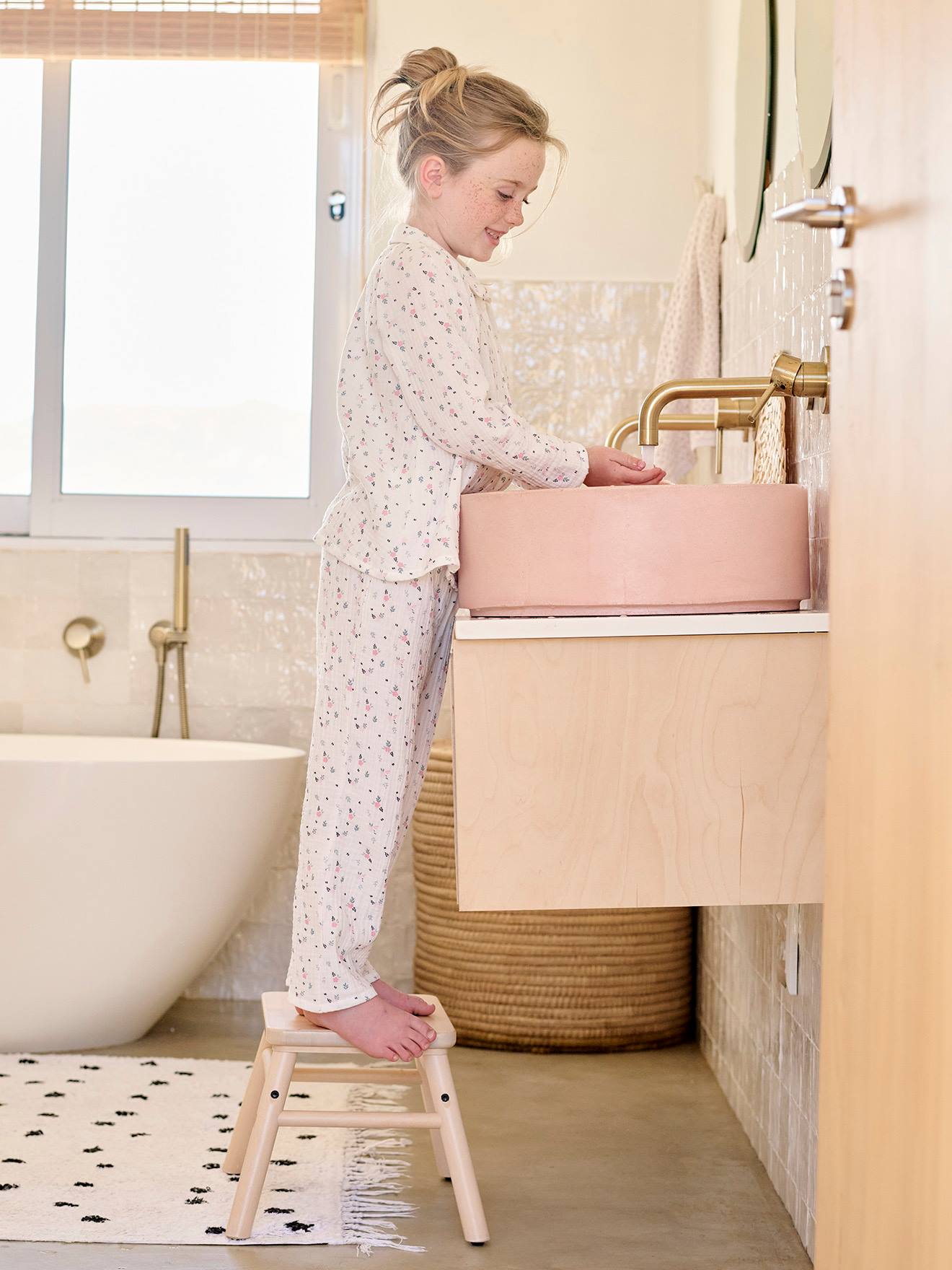 Pyjama fille en gaze de coton écru
