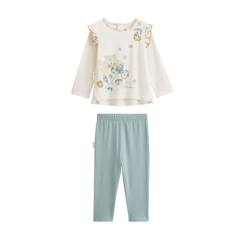 -Pyjama bébé 2 pièces - Capucine - Vert - 95% coton - Élasthanne - Volants girly