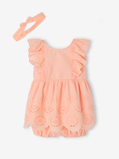 -Ensemble de cérémonie bébé robe, bloomer et bandeau