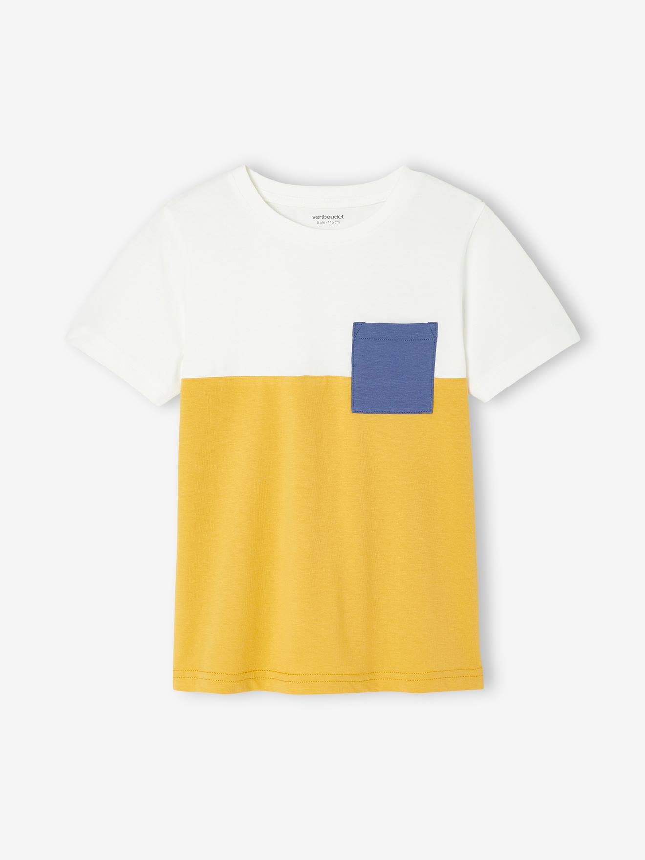 T-shirt coloblock garçon manches courtes ocre