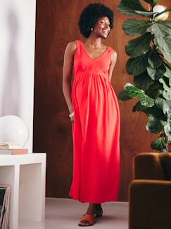 -Robe longue de grossesse en gaze de coton