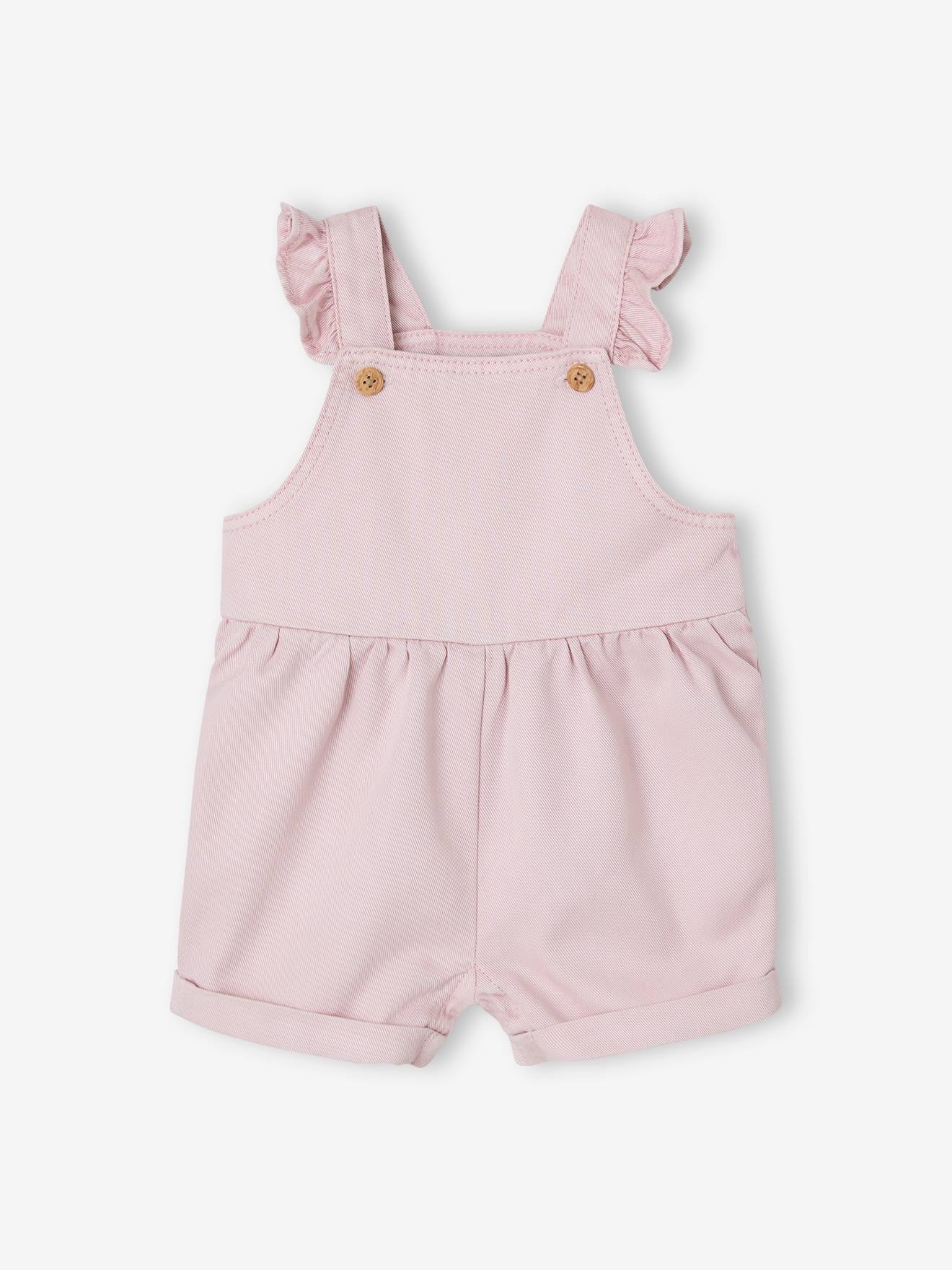 Salopette courte bébé en coton et lyocell lilas