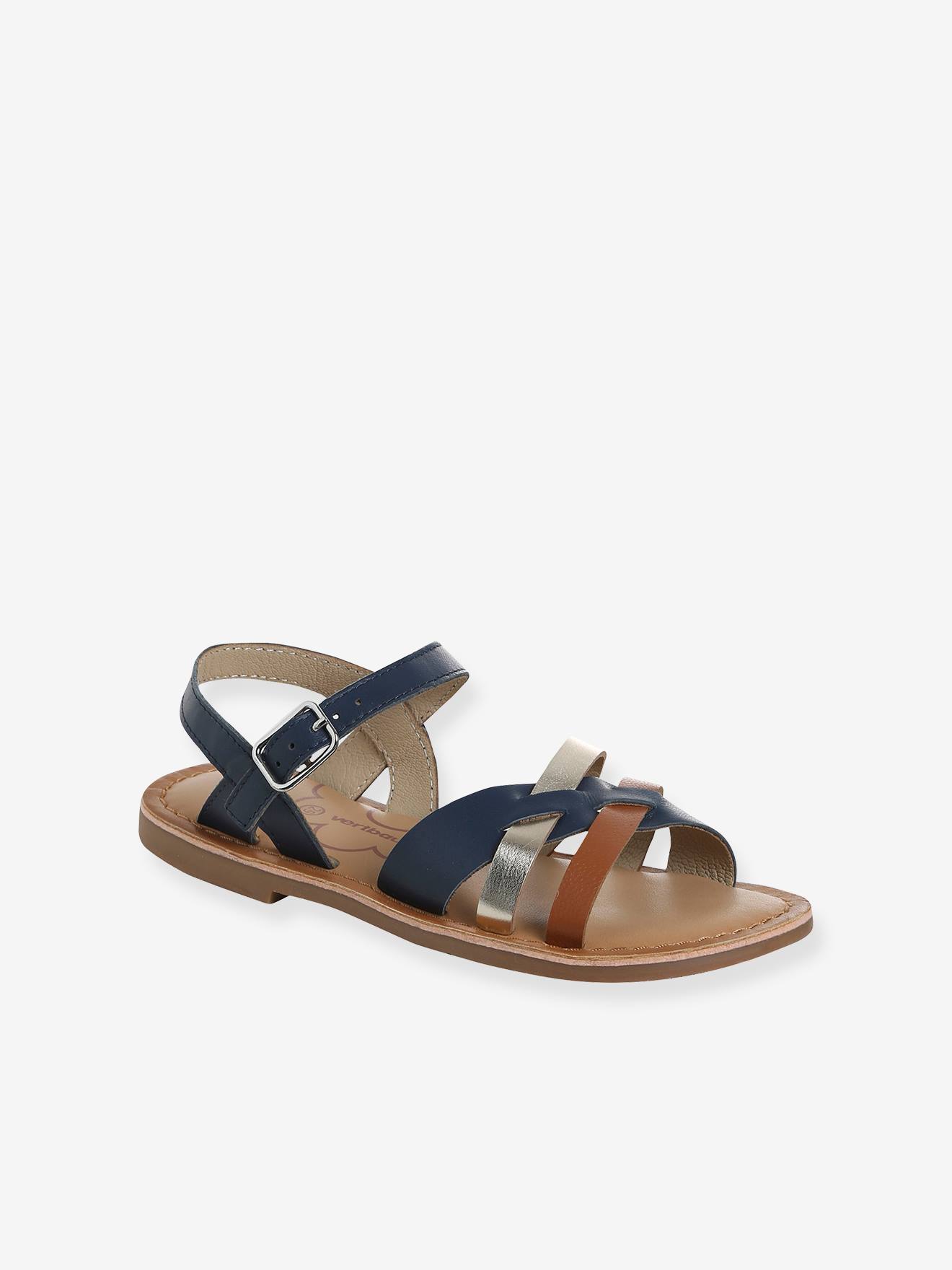 Sandales brides fantaisie cuir enfant collection maternelle lot bleu