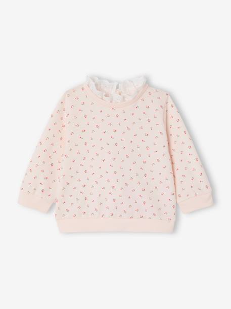 Bébé-Pull, gilet, sweat-Sweat naissance imprimé petites fleurs avec col brodé