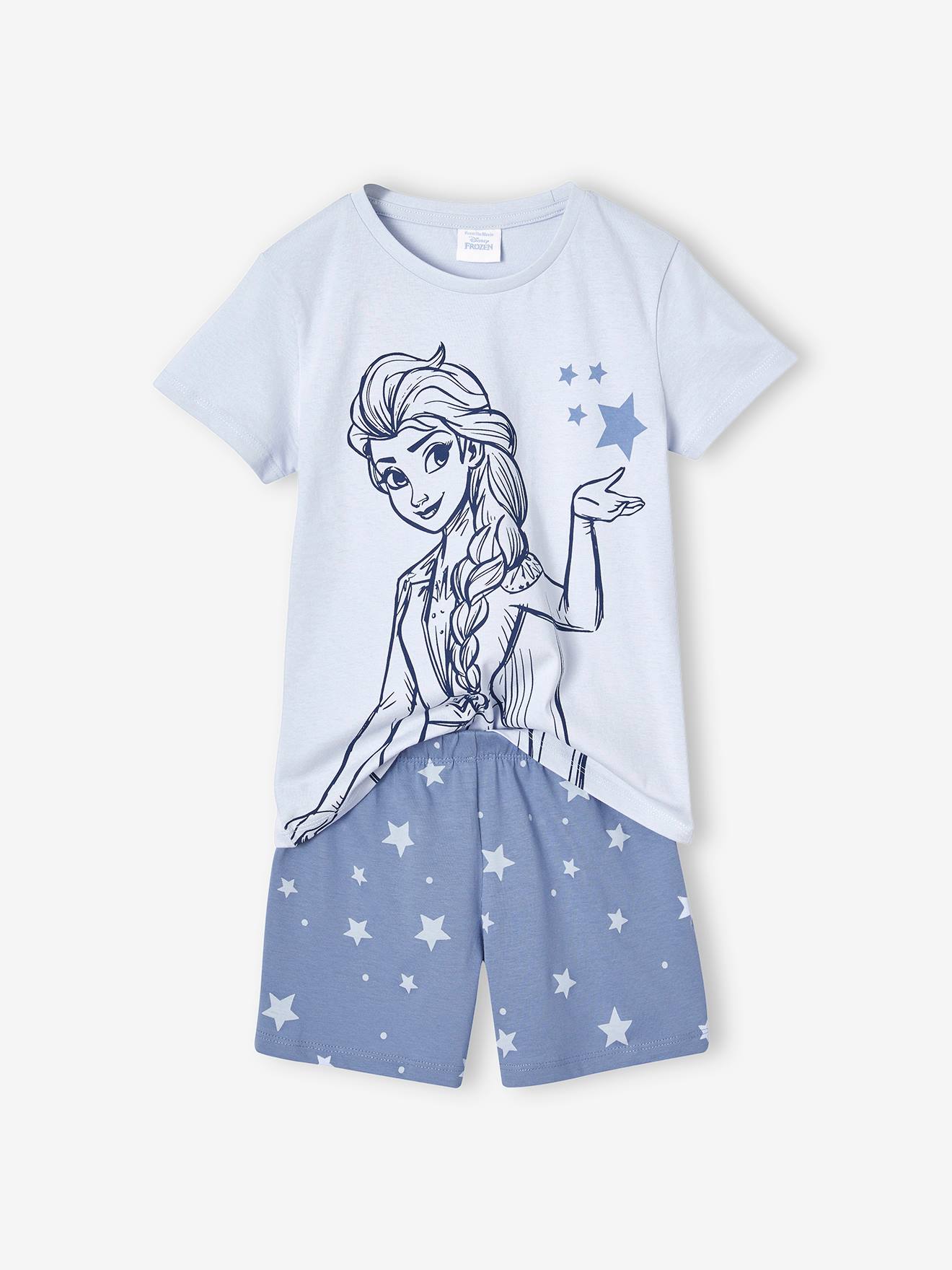 Pyjashort Disney Reine des neiges Elsa et les étoiles fille bleu ciel