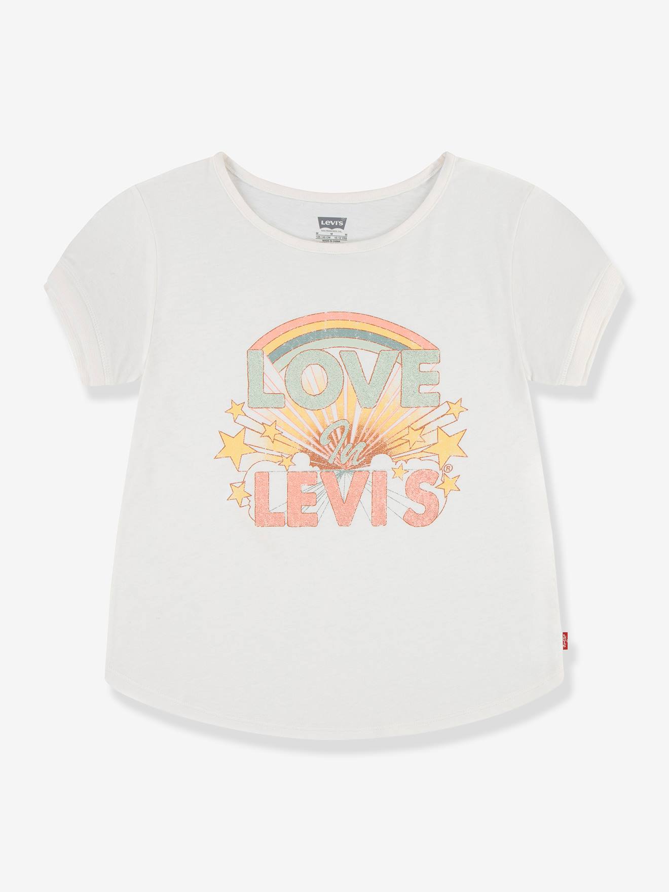 Tee-shirt Arc-en-ciel Double Cuff Levi's Détails Pailletés Écru