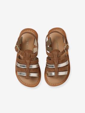 VERTBAUDET Girls' leather multi-strap sandals camel 35