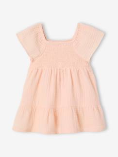 Bébé-Robe, jupe-Robe bébé smockée en gaze de coton