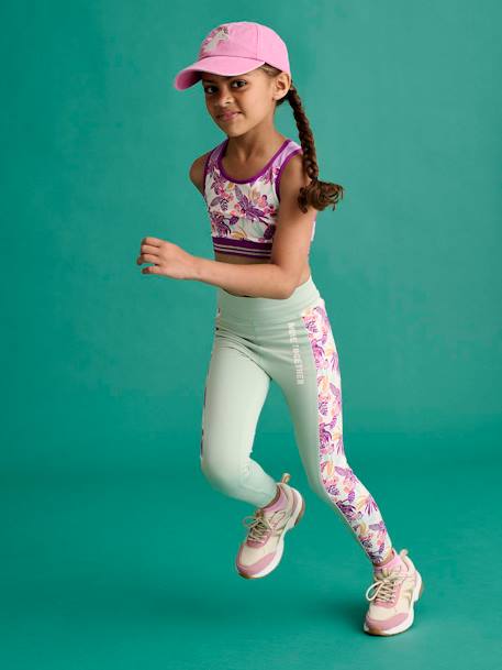 Fille-Vêtements de sport-Legging technique sport fille bandes côtés imprimées