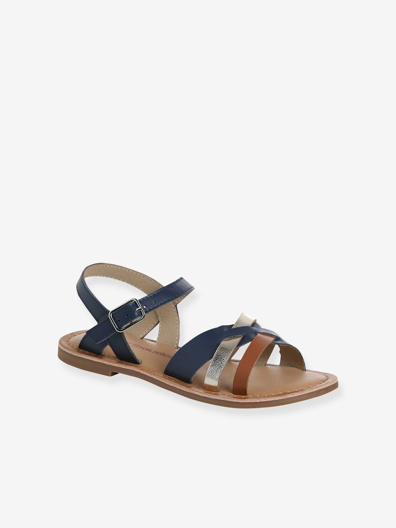 Sandales brides fantaisie cuir enfant lot bleu