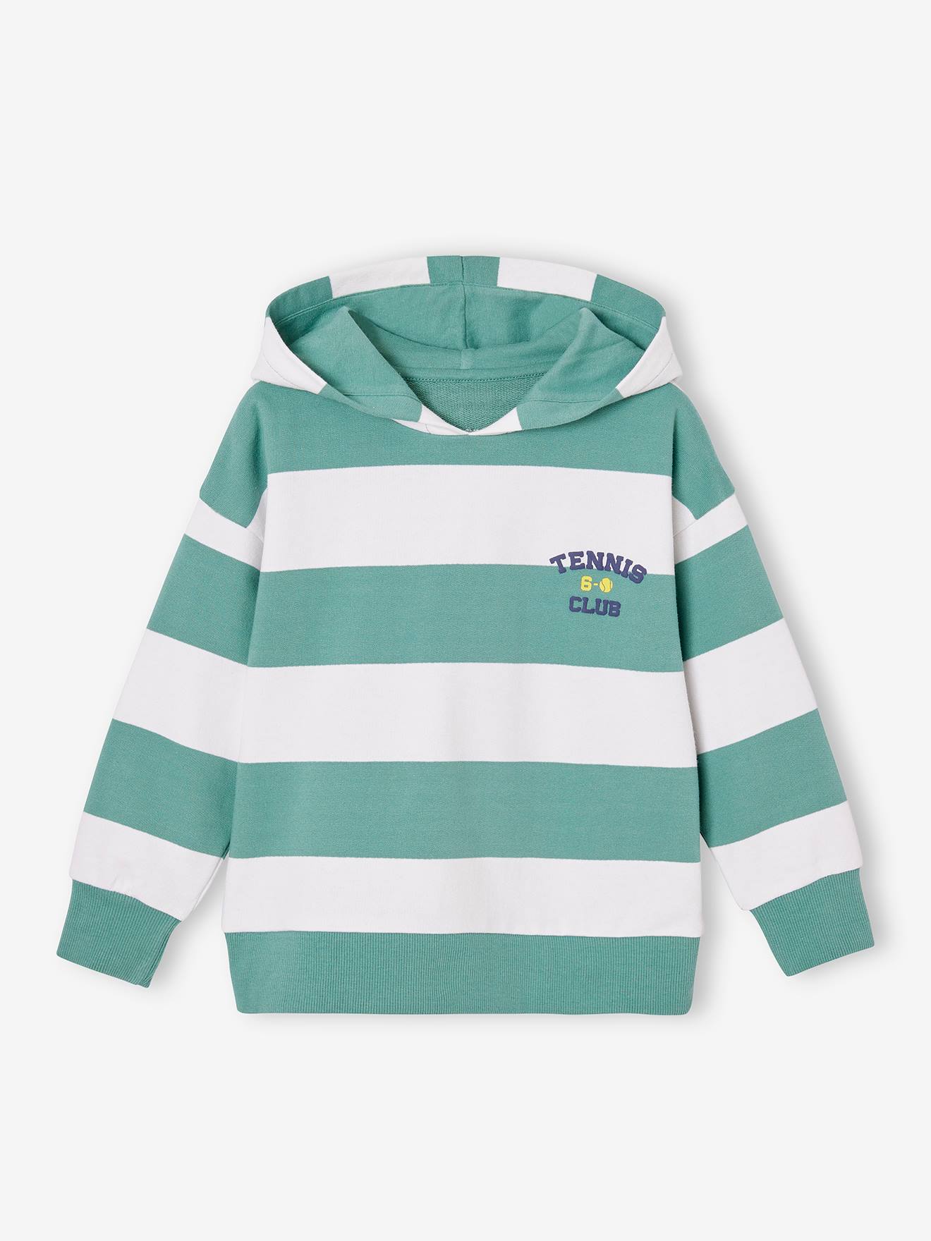 Sweat à capuche rayé garçon rayé vert