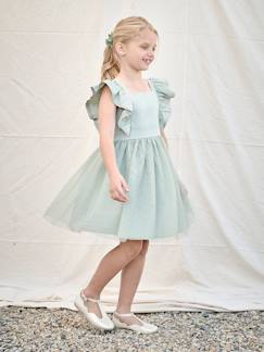 Robe cérémonie fille satin de coton à volants  - vertbaudet enfant