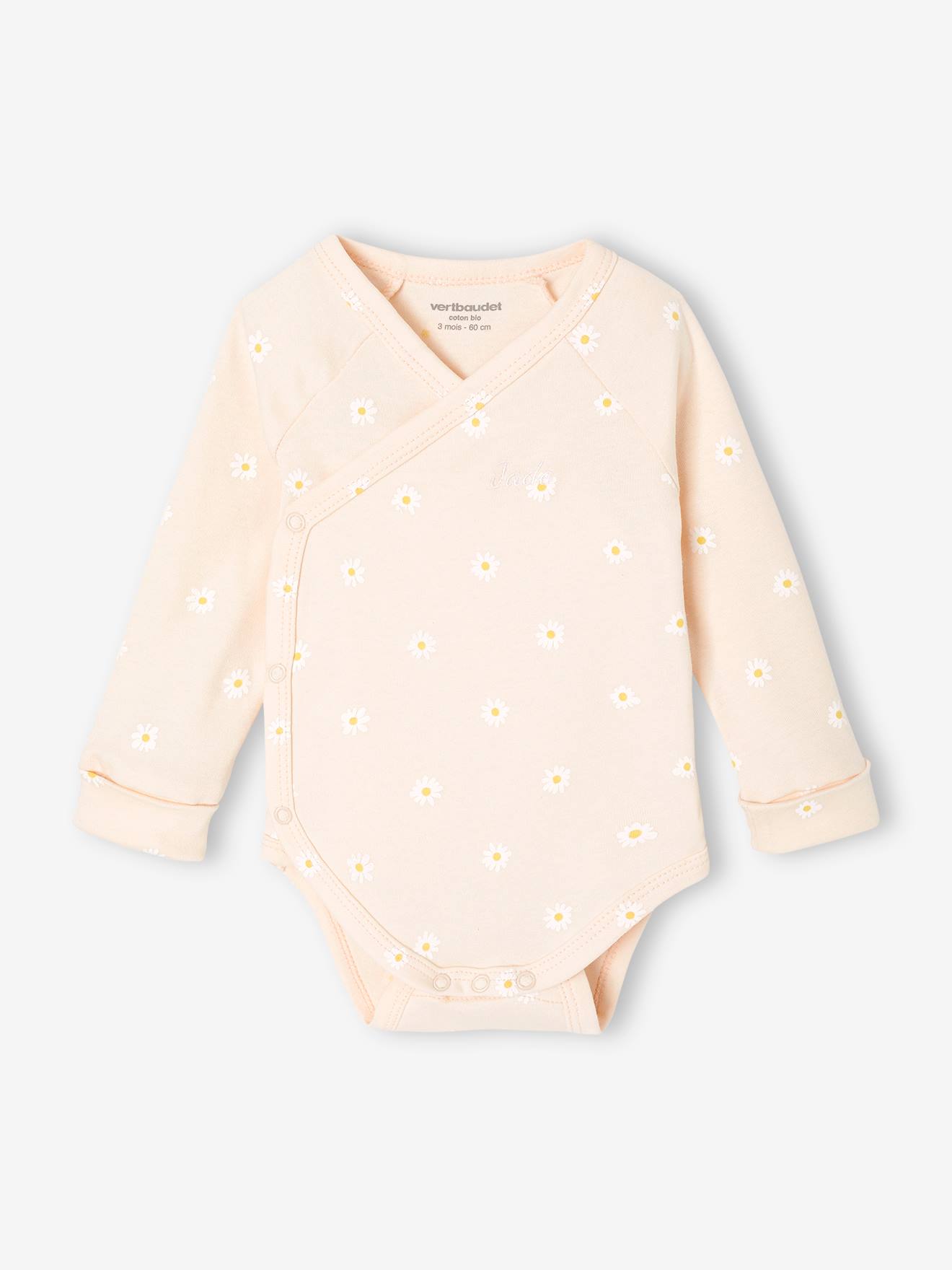 Body évolutif ouverture naissance imprimé marguerite rose pâle