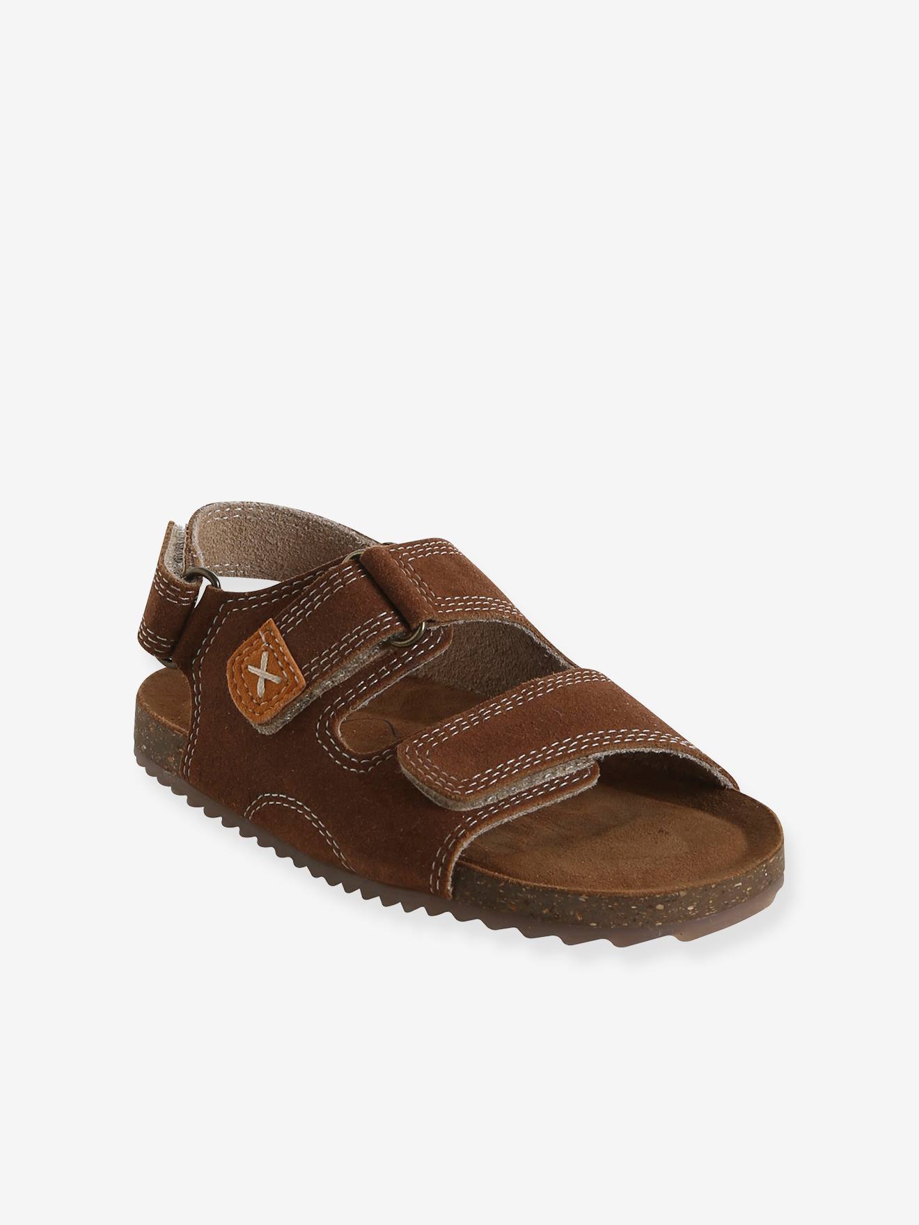 Sandales scratchées cuir enfant collection maternelle camel