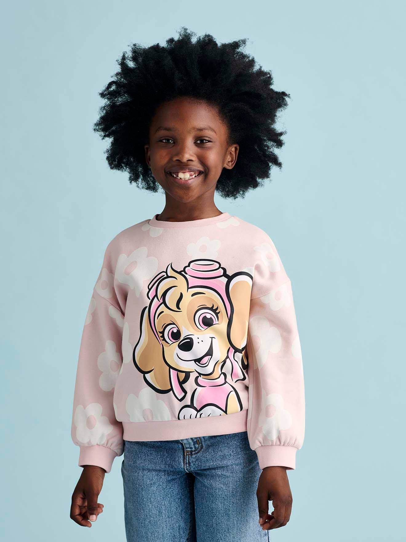 Sweat Pat Patrouille® à fleurs fille motif Stella rose poudré