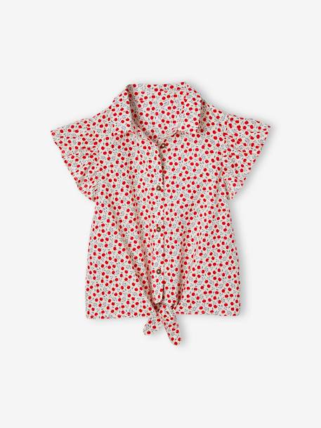 Blouse à nouette en gaze de coton fille tomette+vanille 5 - vertbaudet enfant 