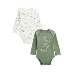 -Lot de 2 bodies bébé manches longues Crazy Safari