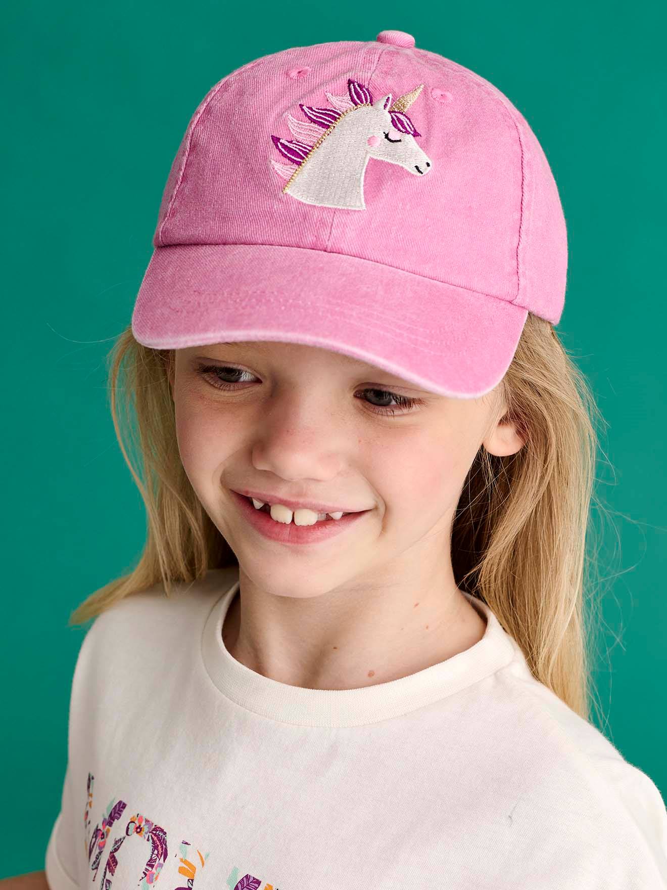 Casquette brodée « Licorne » fille rose