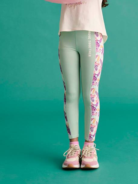 Fille-Pantalon-Legging technique sport fille bandes côtés imprimées
