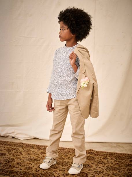 Pantalon garçon cérémonie chino en coton/lin beige+beige clair+bleu+marine foncé+vert sauge 2 - vertbaudet enfant 