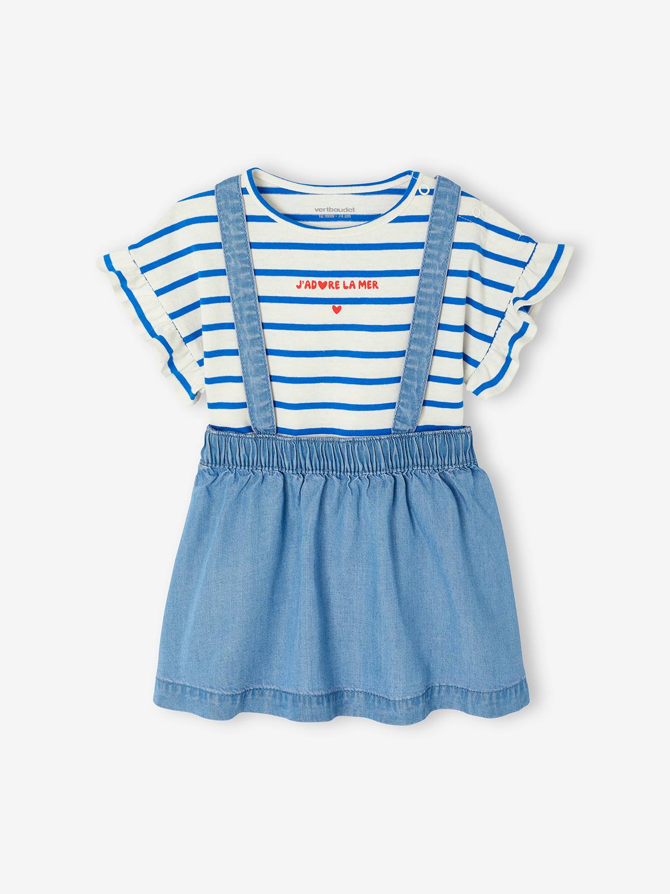 Ensemble t-shirt + jupe à bretelles bébé double stone