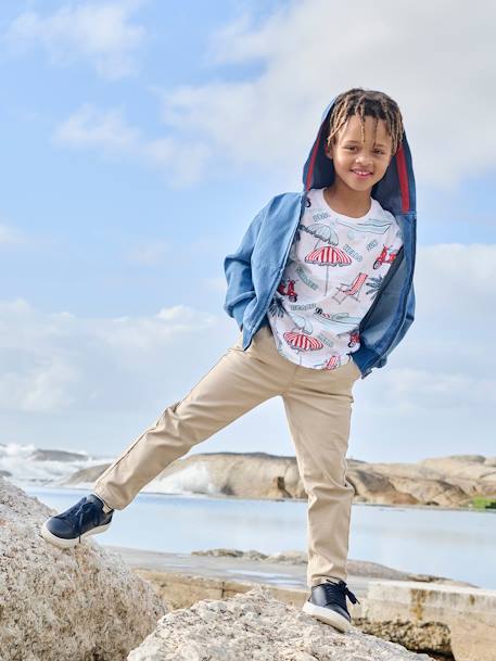 Pantalon garçon esprit chino facile à enfiler beige+marine 3 - vertbaudet enfant 