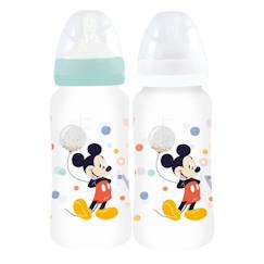 Puériculture-Lot de 2 biberons THERMOBABY MICKEY COOL - 360ml - Anti coliques - Débit 3 positions