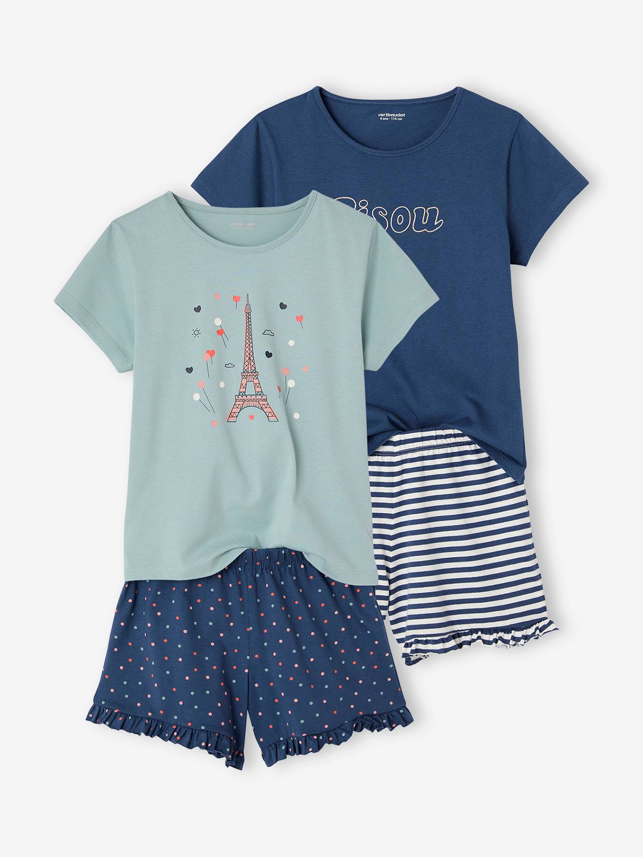 Lot de 2 pyjashorts fille marine