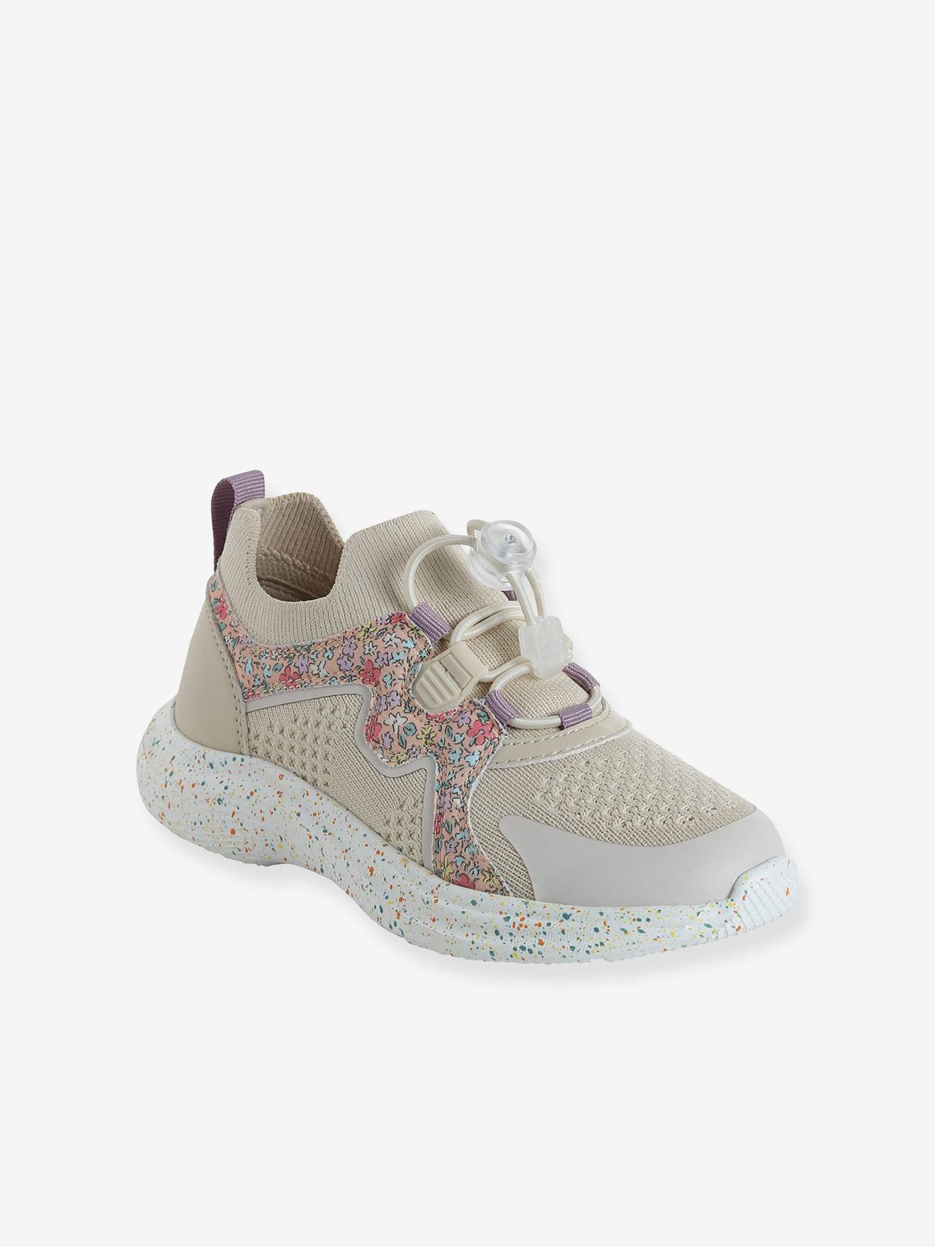 Baskets sport élastiquées fille semelle épaisse collection maternelle lot beige