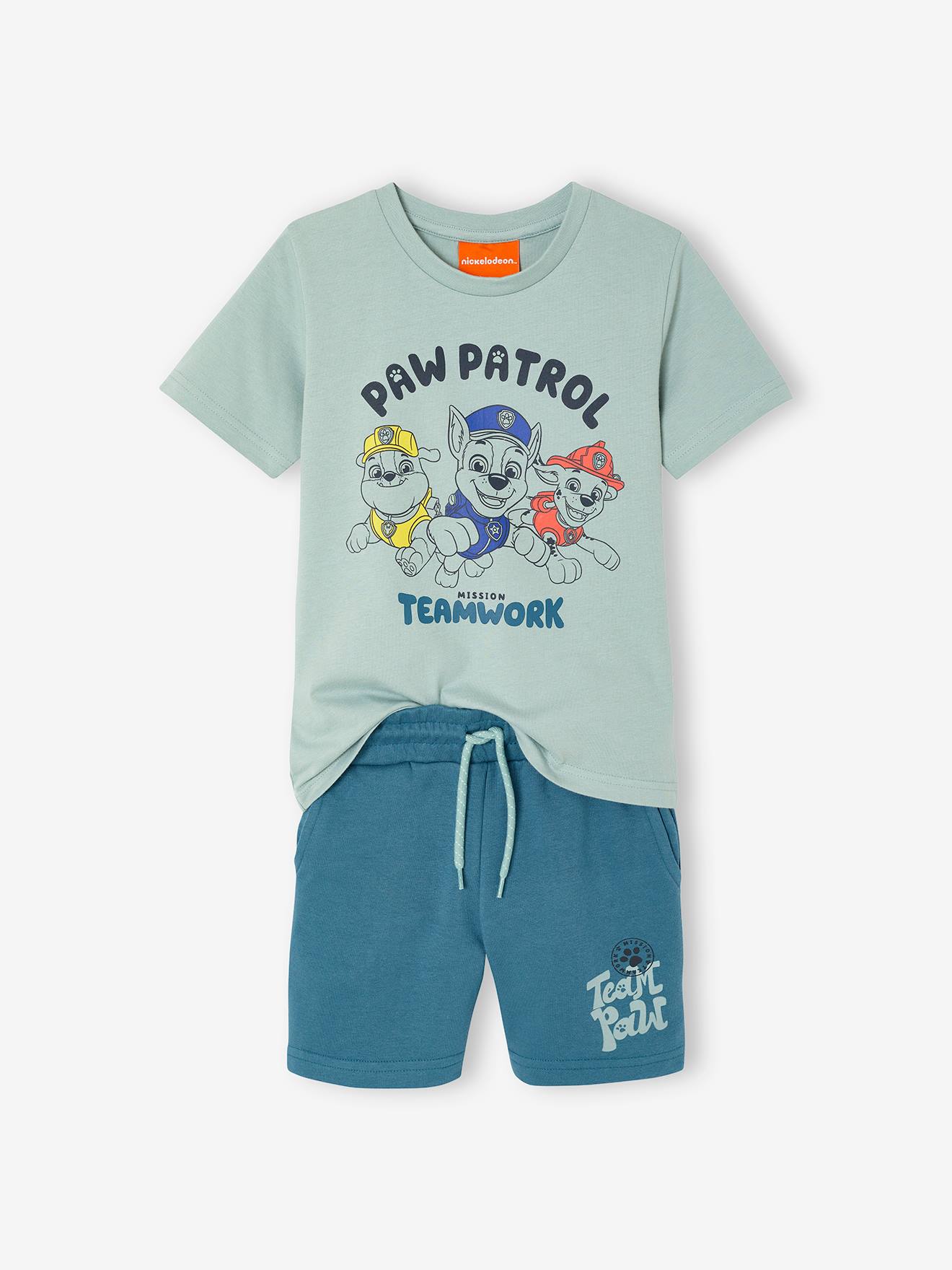 Ensemble tee-shirt et short Pat Patrouille vert d'eau