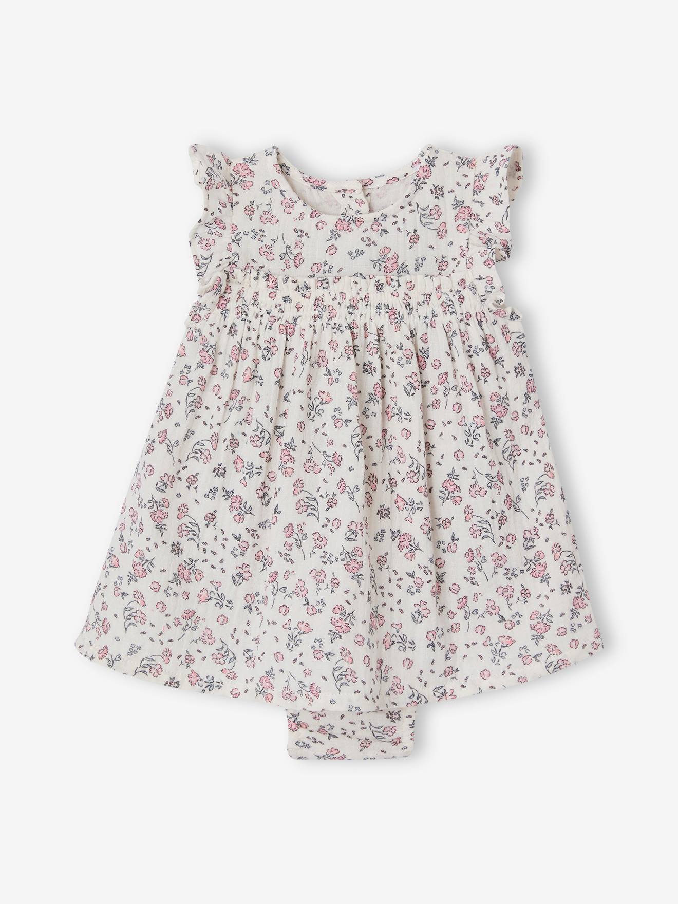 Robe naissance cérémonie avec bloomer intégré écru
