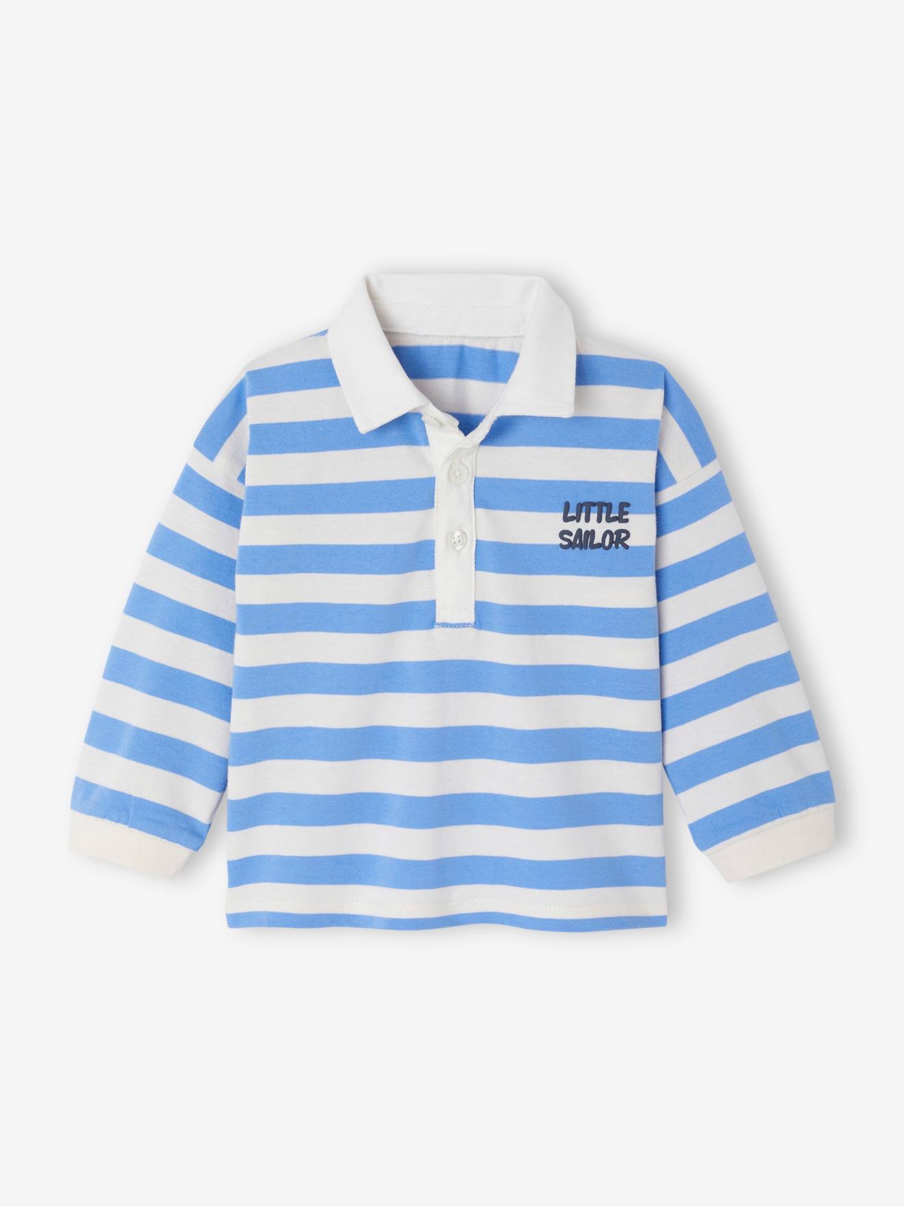 Polo à larges rayures bébé rayé bleu